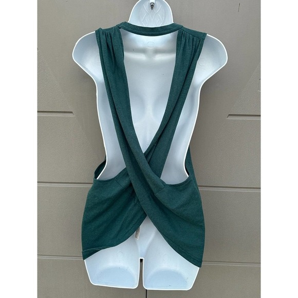 Free People Movement No Sweat Cross Back Crew Neck Tank Top Locust Green Size S - Picture 6 of 9